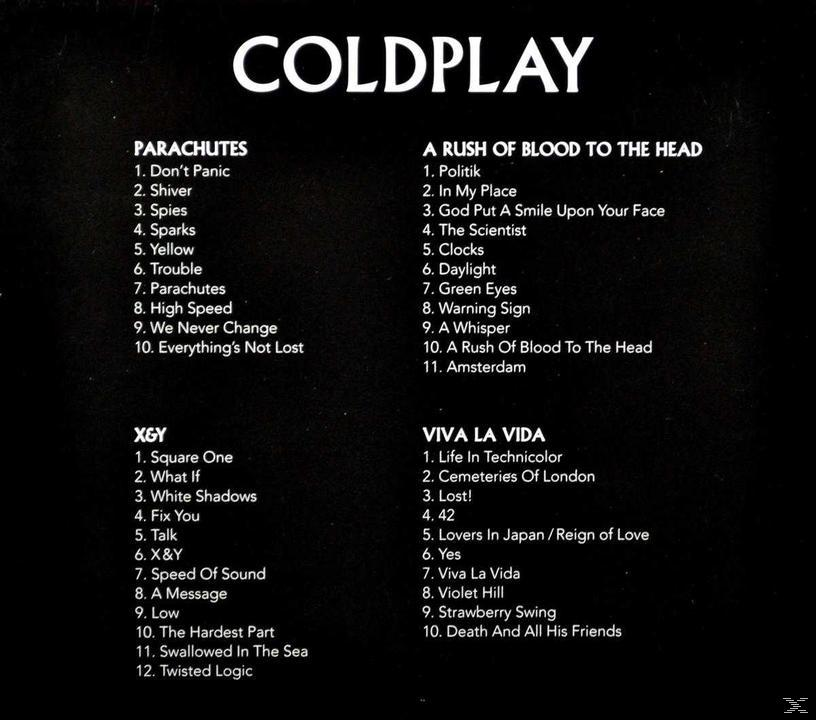 Albumhoes met Coldplay-songtitels.