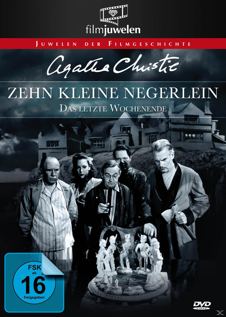 DVD-Cover: Personengruppe, Titel 'Zehn Kleine Negerlein', Schwarzweiß.