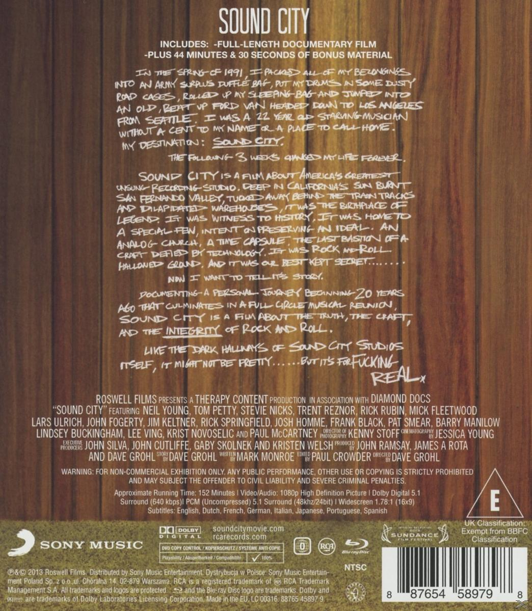 Rückseite einer Dokumentarfilm-DVD mit Text. Enthält Logos und Credits. Schwarzer Text auf Weiß.