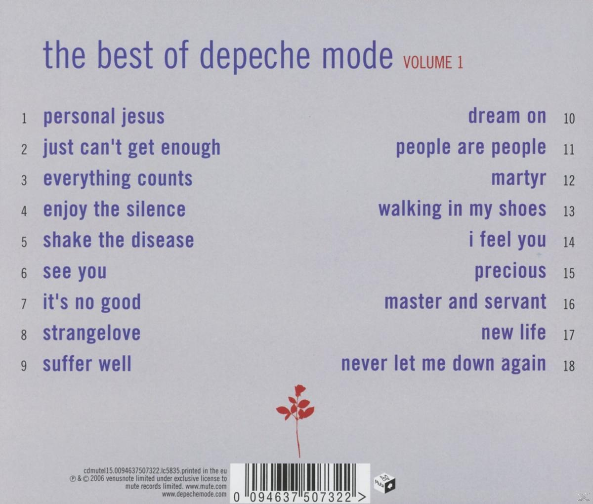 Album borítója daltitulusokkal és Depeche Mode logóval.