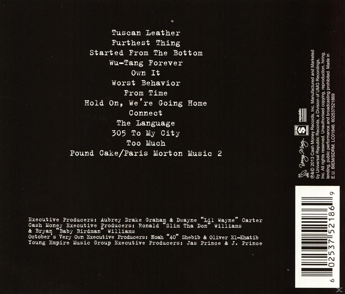 CD-Cover mit Titelliste. Album mit dem Titel 'Nothing Was The Same', Drake.