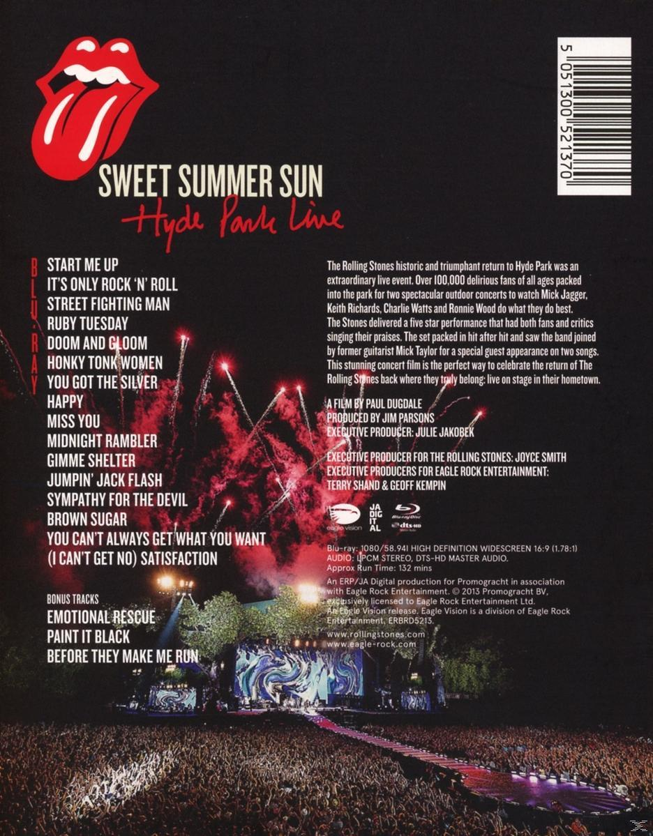 A Rolling Stones DVD hátulja: számlista, zenekari logó és koncert részletek.