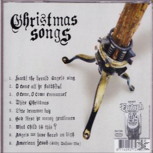 CD-Cover mit dem Titel 'Christmas Songs' und einem Weihnachtsbaumständer. Enthält eine Liste von Liedern.