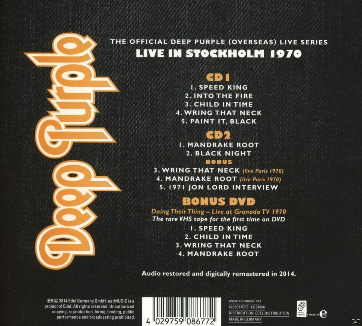 Rückseite eines Deep Purple Albums. Listet die Songtitel und Bonustracks auf.