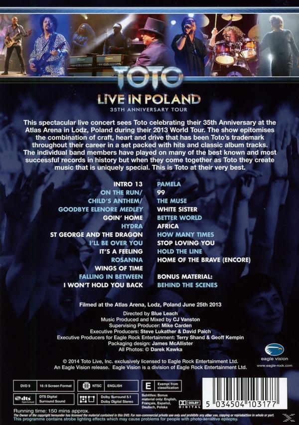 DVD-Hülle mit Bandmitgliedern, Text über das Konzert und eine Liste der Songtitel.