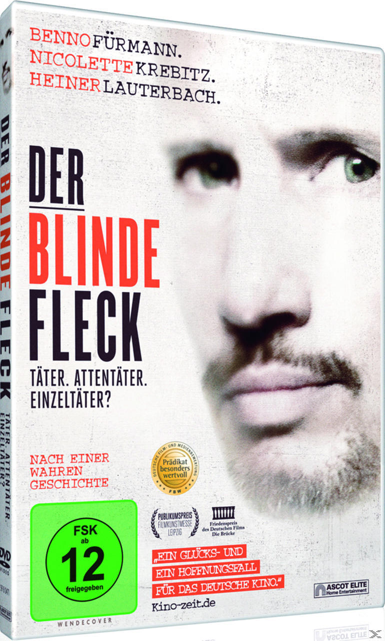 DVD-Cover von 'Der Blinde Fleck'. Zeigt das Gesicht eines Mannes mit deutschem Text.