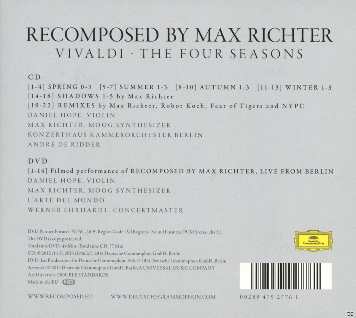 CD-Hülle mit Text über Musik, Credits und Logo. Der Titel lautet 'Recomposed by Max Richter'.