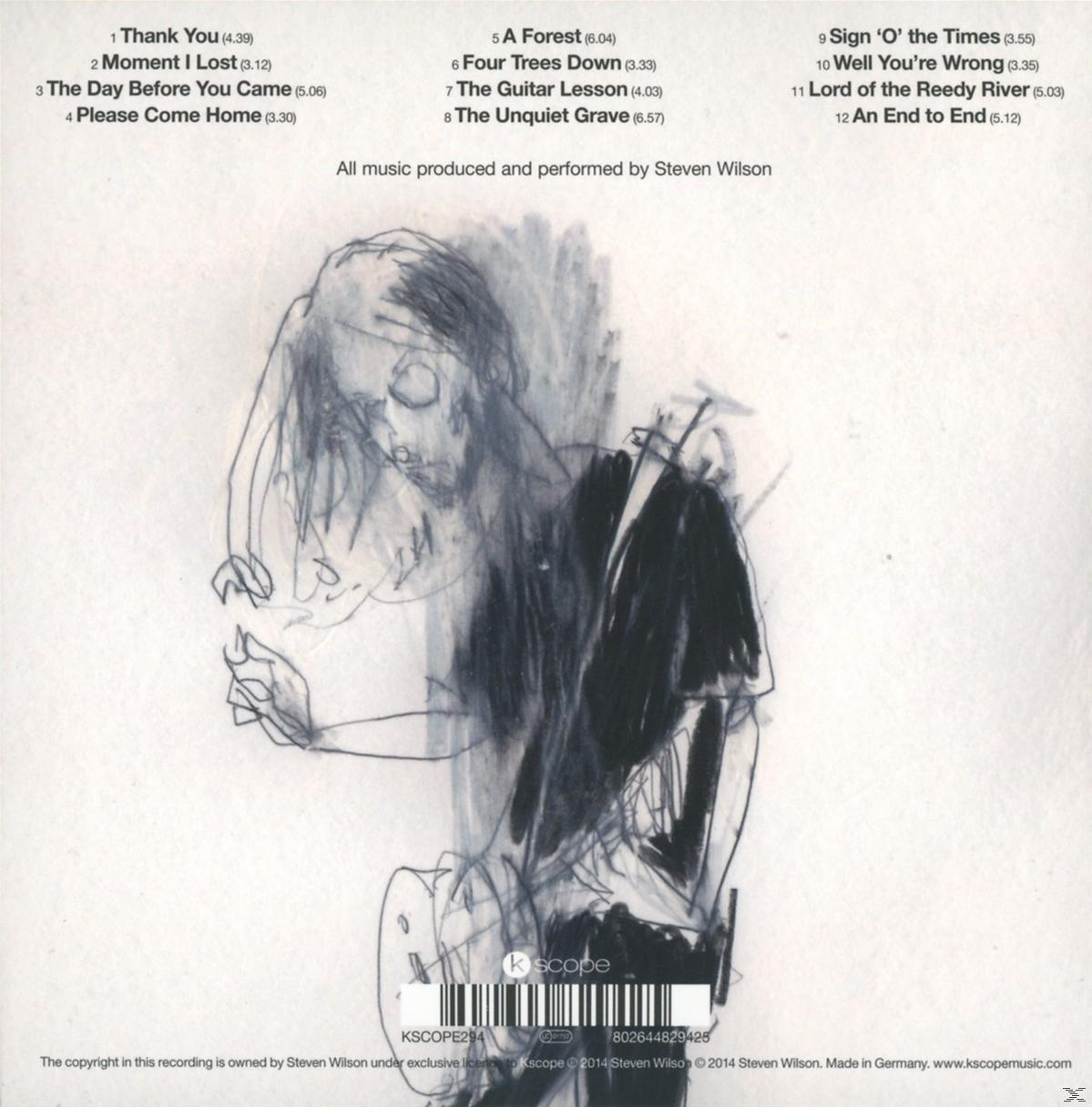 Albumcover mit Skizze einer Person und einer Titelliste.