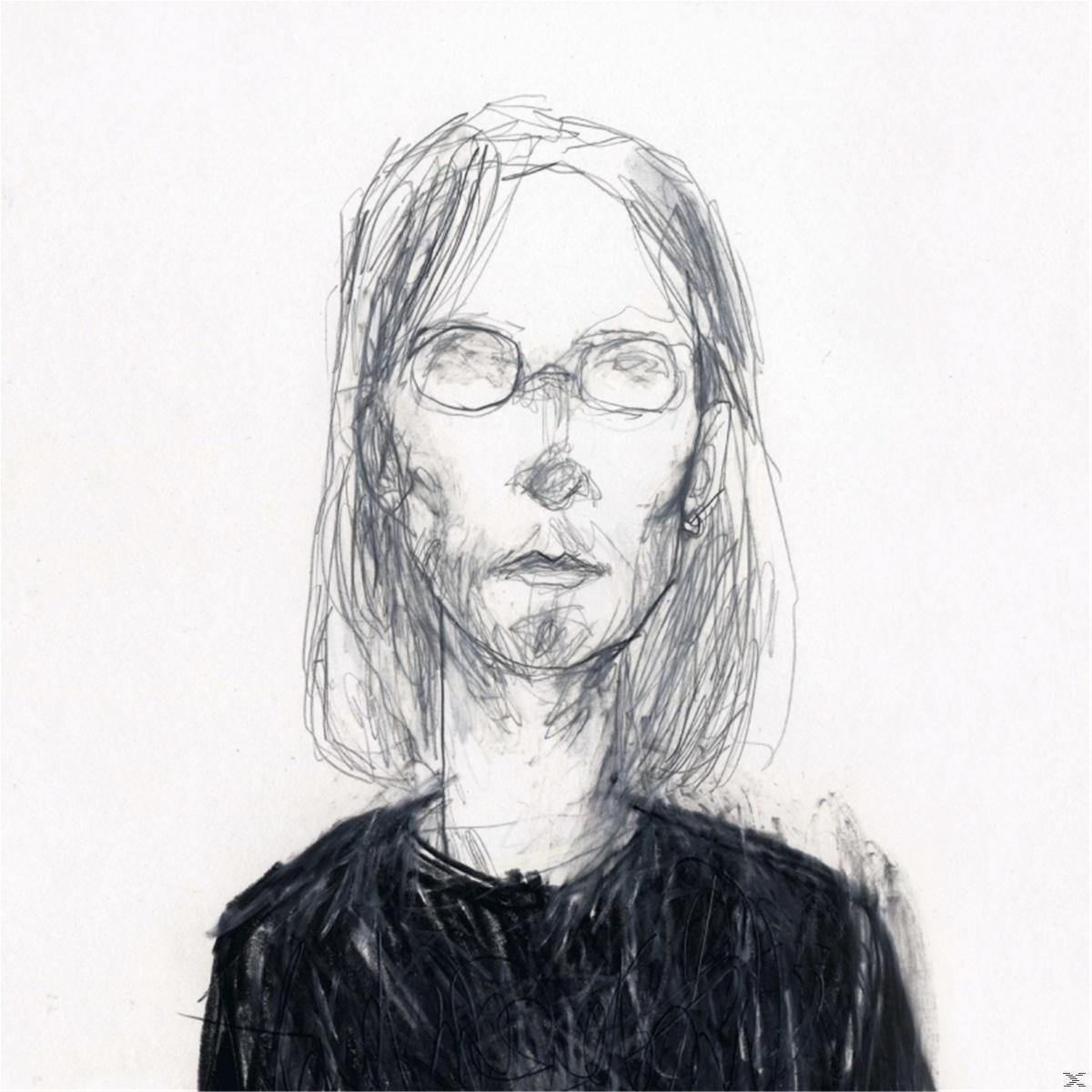 Bleistiftskizze einer Person mit Brille. Schwarzes Hemd, weißer Hintergrund.