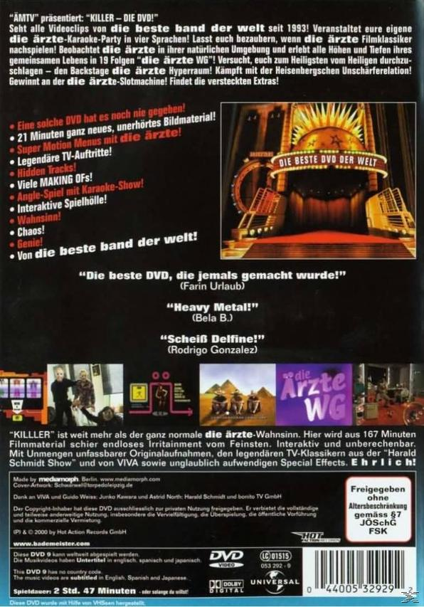 DVD-Cover mit Text und Bildern. Bühnenhintergrund mit einer Show. Text über die DVD.