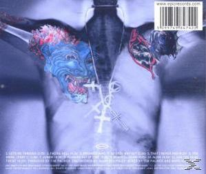 Albumcover mit einem Röntgenbild eines Körpers mit einem Monstergesicht und Kreuzen.