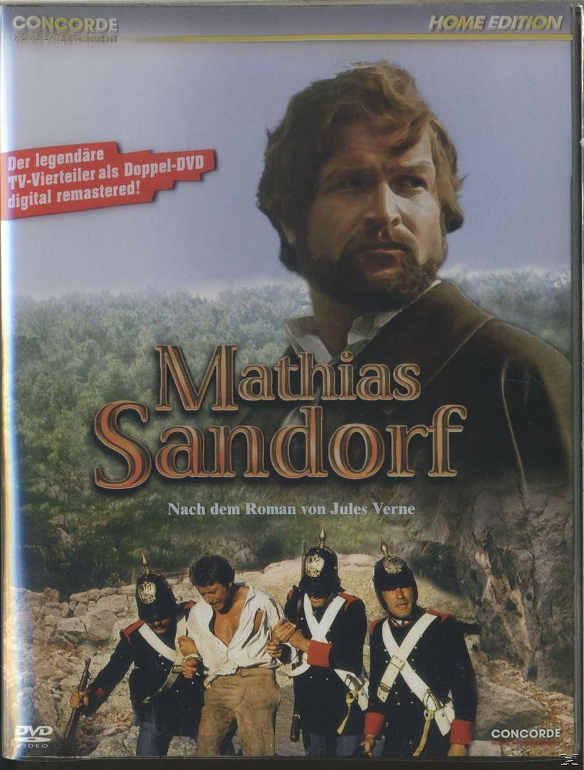 DVD-Cover: 'Mathias Sandorf'. Porträt eines Mannes, Schauspieler in einer Szene mit Soldaten und ein Titel.