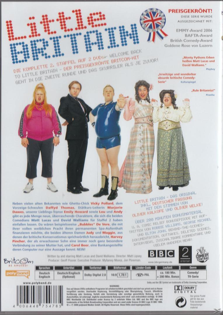 DVD-Cover: Little Britain. Gruppe von Charakteren auf dem Cover, mit Text und Logos.