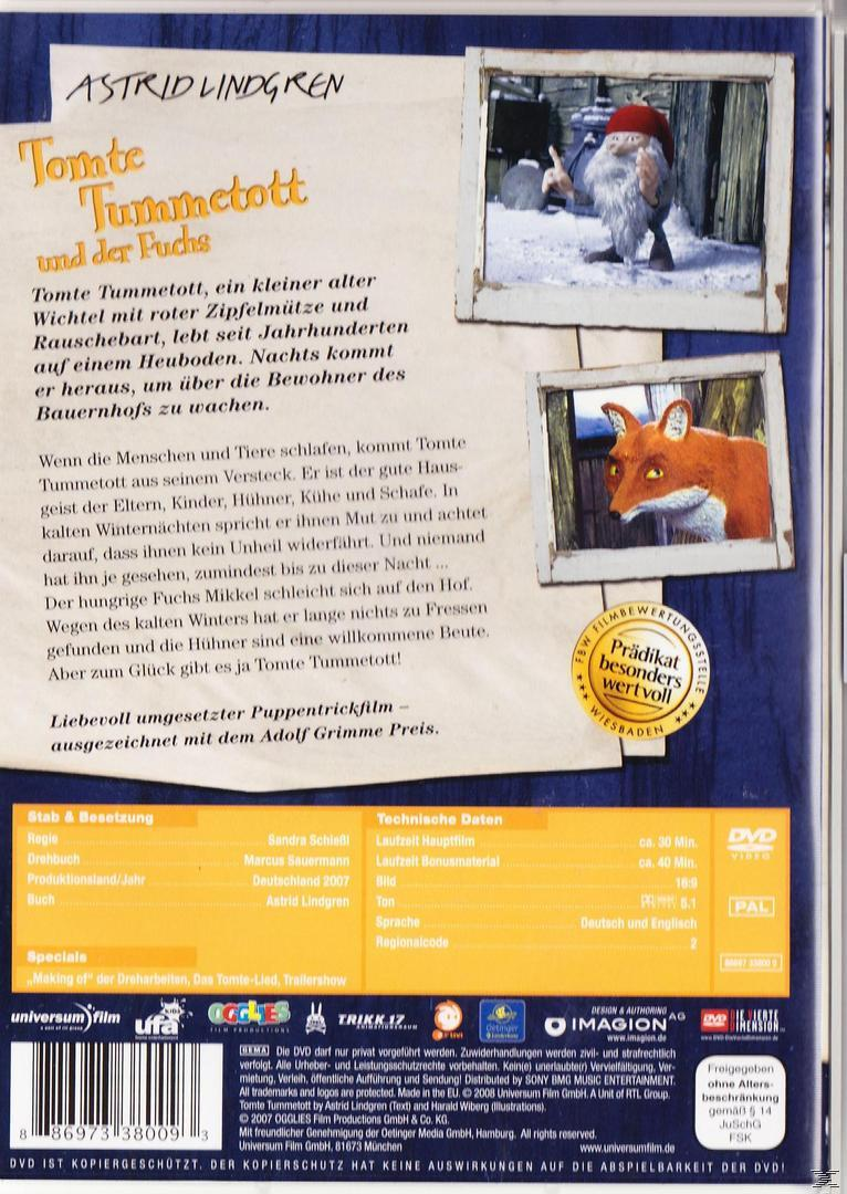 DVD-Cover mit Cartoon-Illustrationen. Ein Zwerg und ein Fuchs sind auf dem Cover zu sehen.