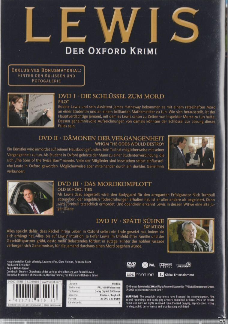 DVD-Cover: "Lewis" mit Bildern aus der Serie, Text auf Englisch.