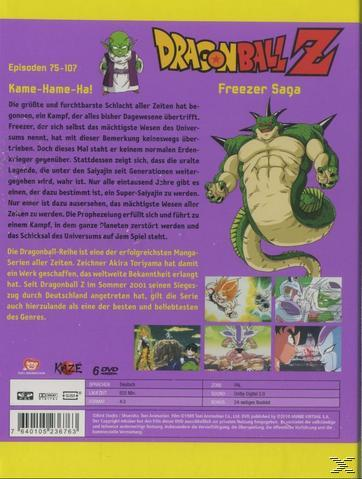 Dragon Ball Z DVD-Hülle mit einem grünen Monster und Text.