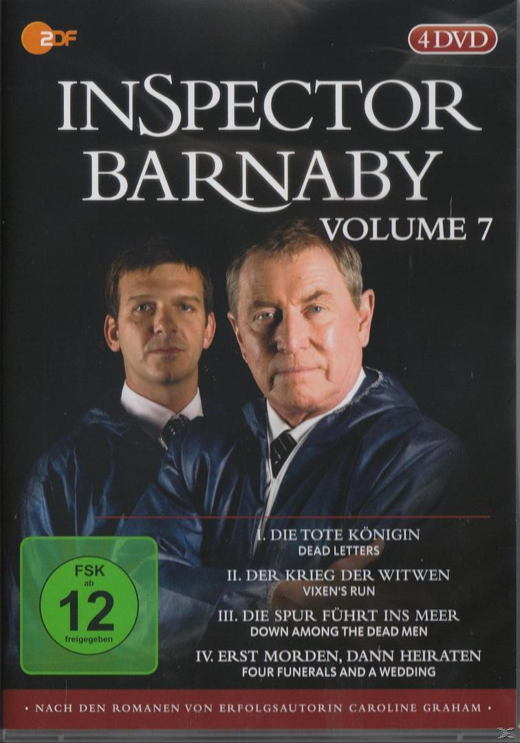 DVD-Cover für Inspector Barnaby Volume 7 mit zwei Schauspielern in Detektivkleidung.