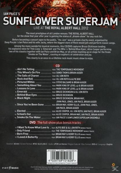 Rückseite der 'Sunflower Superjam' DVD, mit Titelliste und Credits.