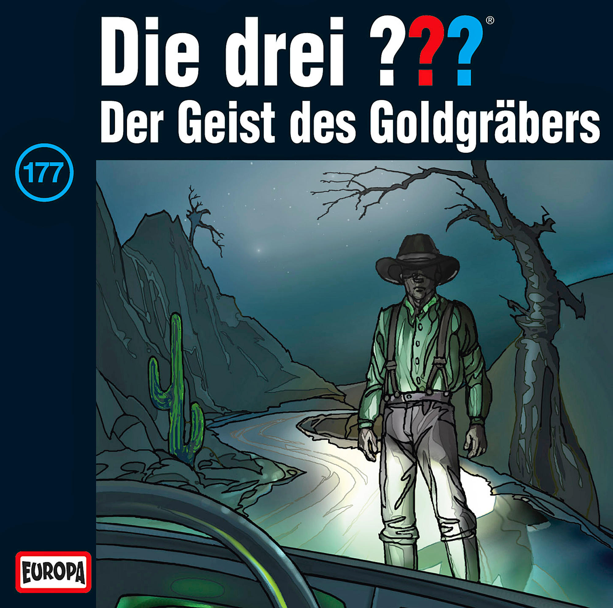 Comic-Cover mit einem Mann mit Hut, Autoscheinwerfern und Text auf Deutsch.