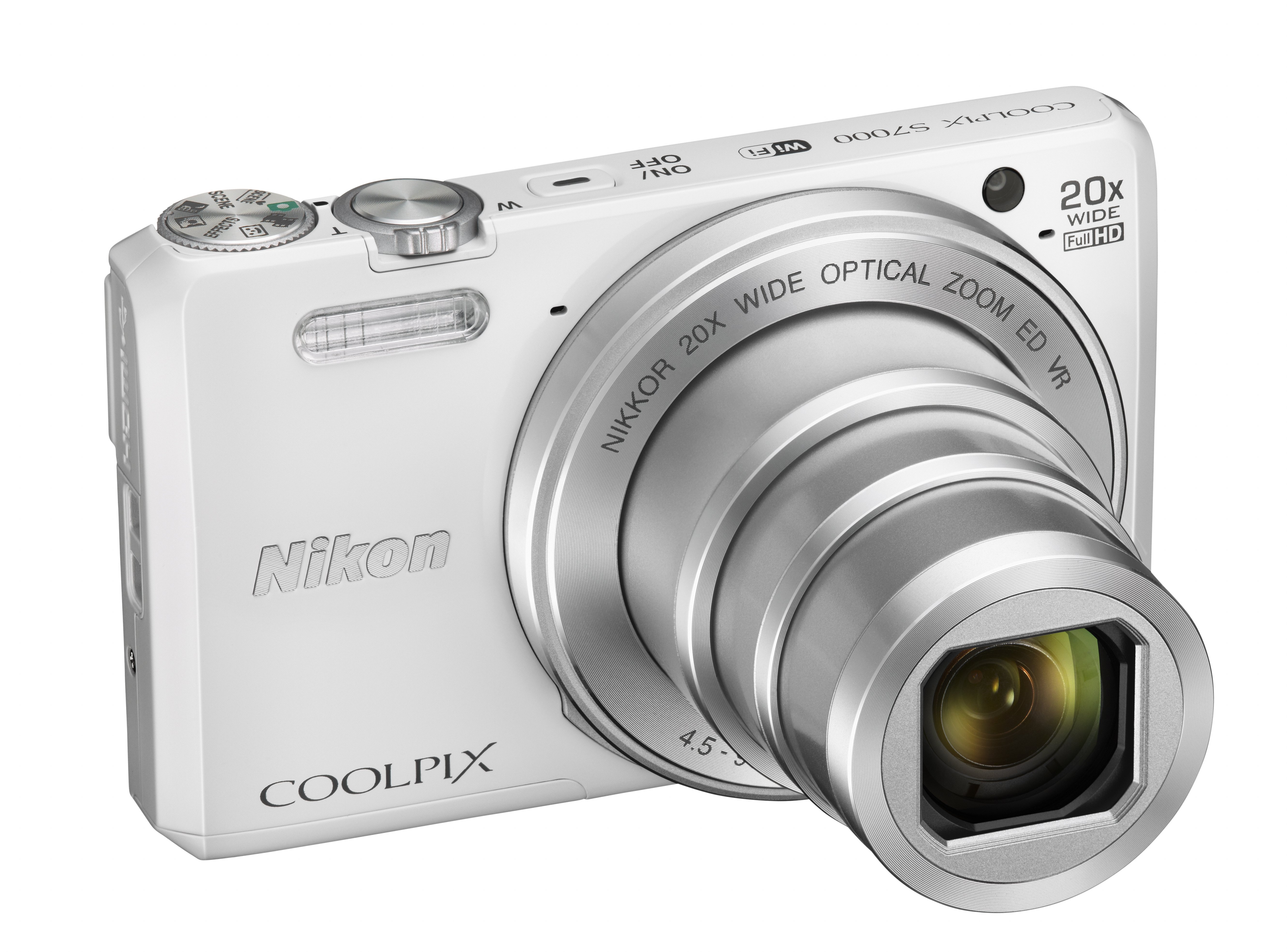 NIKON COOLPIX S7000 Kompaktkamera Weiß, 20x opt. Zoom, TFT-LCD, WLAN