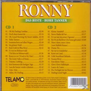 Rückseite einer RONNY CD, mit Titellisten für CD 1 und 2. Gelber Hintergrund.