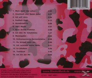 CD-Cover. Rosa-schwarzes Camouflage-Design. Text auf Deutsch. Liste der Songs. Rosa Hintergrund.