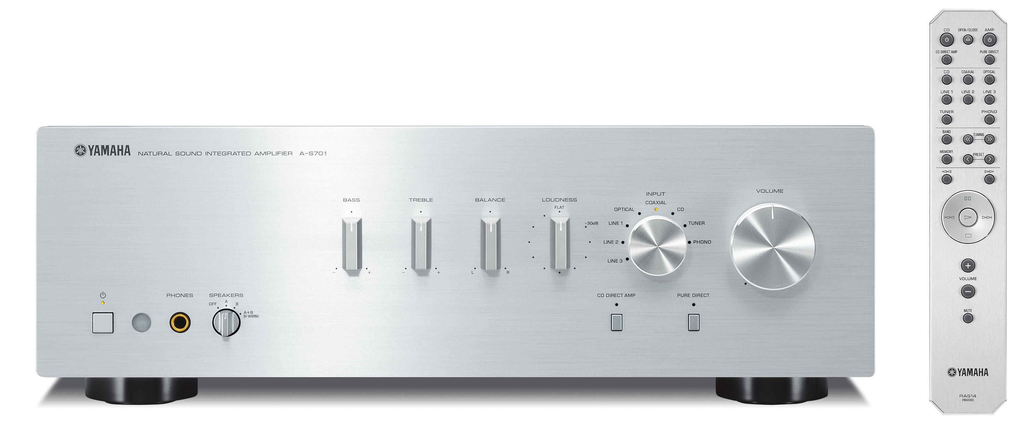 YAMAHA A-S701 Vollverstärker (2Kanäle, 160 Wattpro Kanal, Silber)