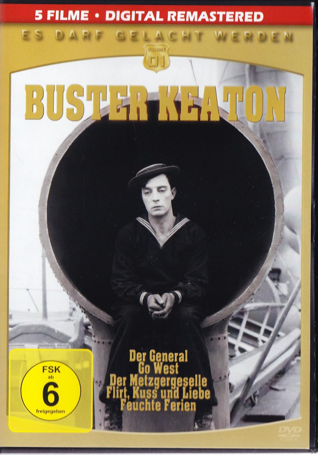 Buster Keaton Filmplakat, schwarz-weiß. Keaton in Matrosenanzug in einer Röhre.