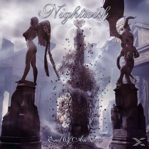 Albumcover mit Nightwish-Titel, Engelsstatuen und einem bröckelnden Turm.