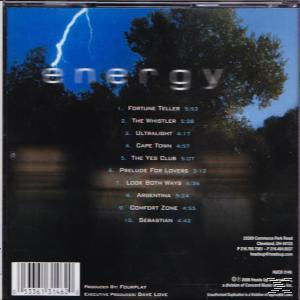 CD hátlap "energy" címmel, dalok listája, villám az égen.