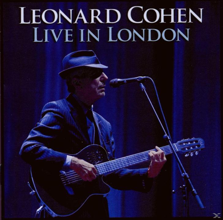 Leonard Cohen Live-Album-Cover. Cohen singt und spielt Gitarre auf der Bühne mit einem Mikrofon.