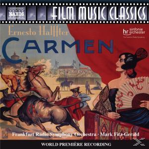 Albumcover: Szene mit einer Frau in rotem Kleid, Pferden, Stierkämpfer und dem Wort Carmen.