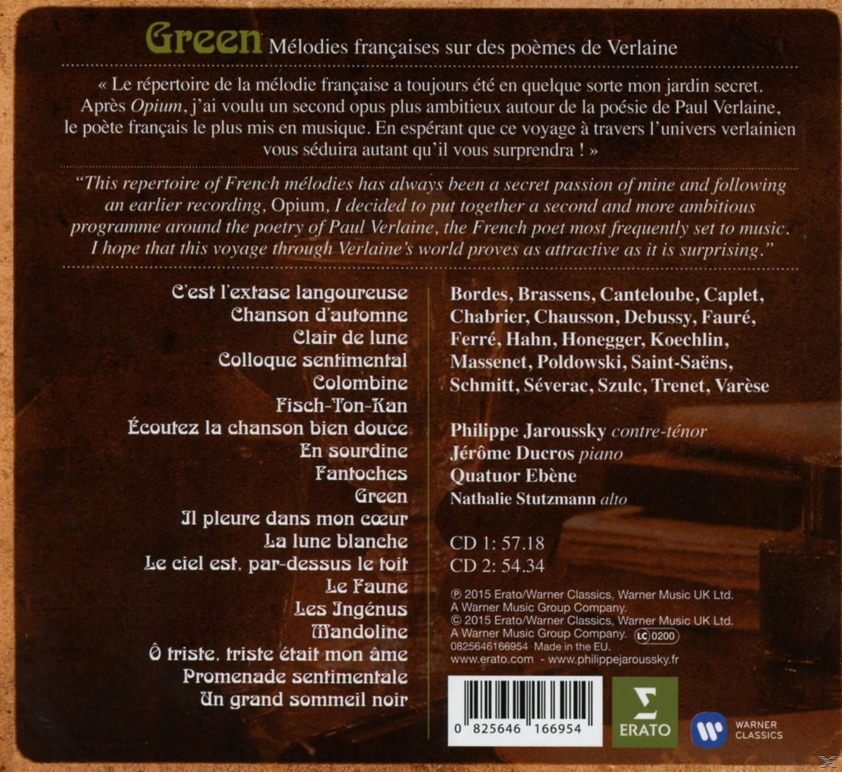 CD-borító szöveggel és egy zenei lista zöld háttéren.
