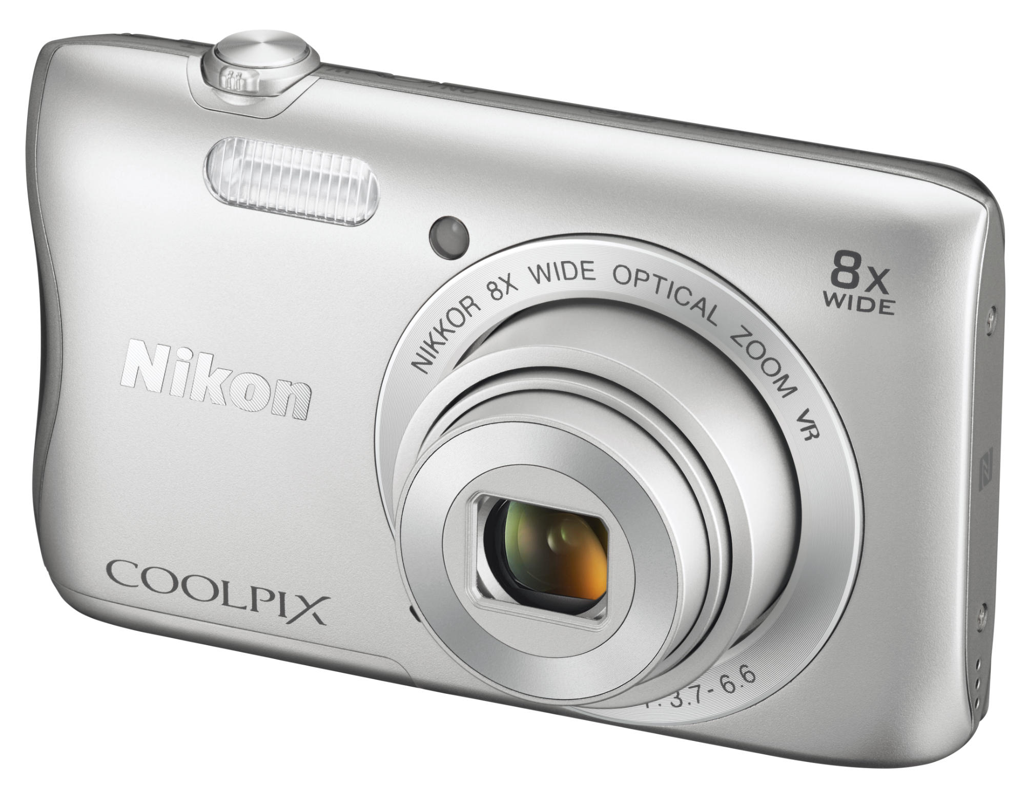 NIKON Coolpix S3700 ezüst digitális fényképezőgép + 8GB SD kártya