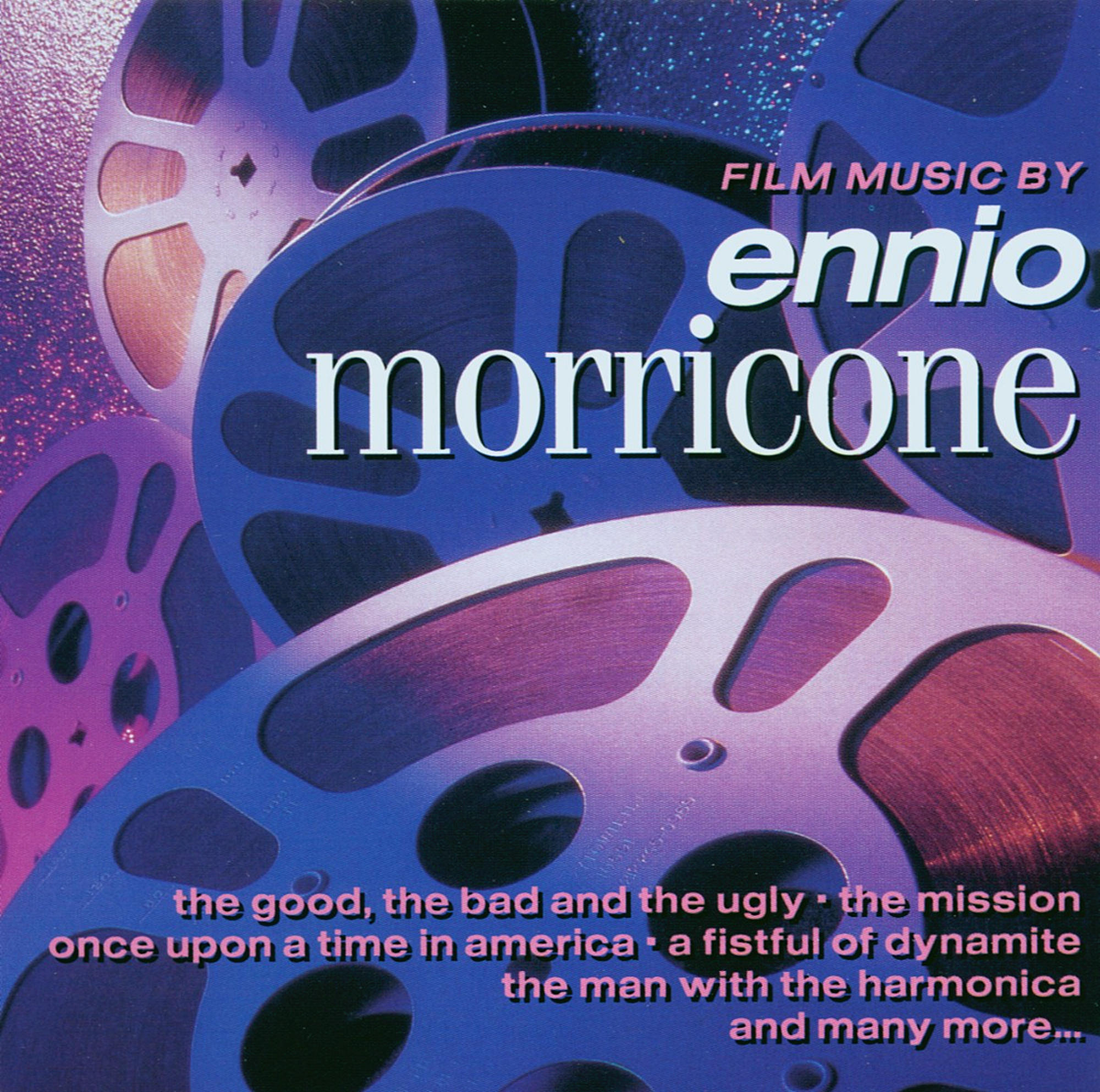 Albumcover. Filmrollen vor einem lila-blauen Hintergrund. Text: Ennio Morricone.