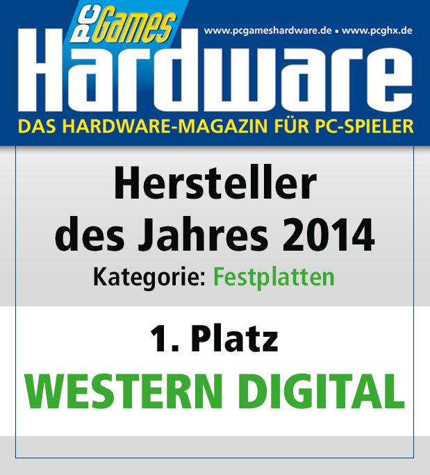 Magazincover mit dem Titel "Hardware" und einer Auszeichnung für "Western Digital" als "Hersteller des Jahres".