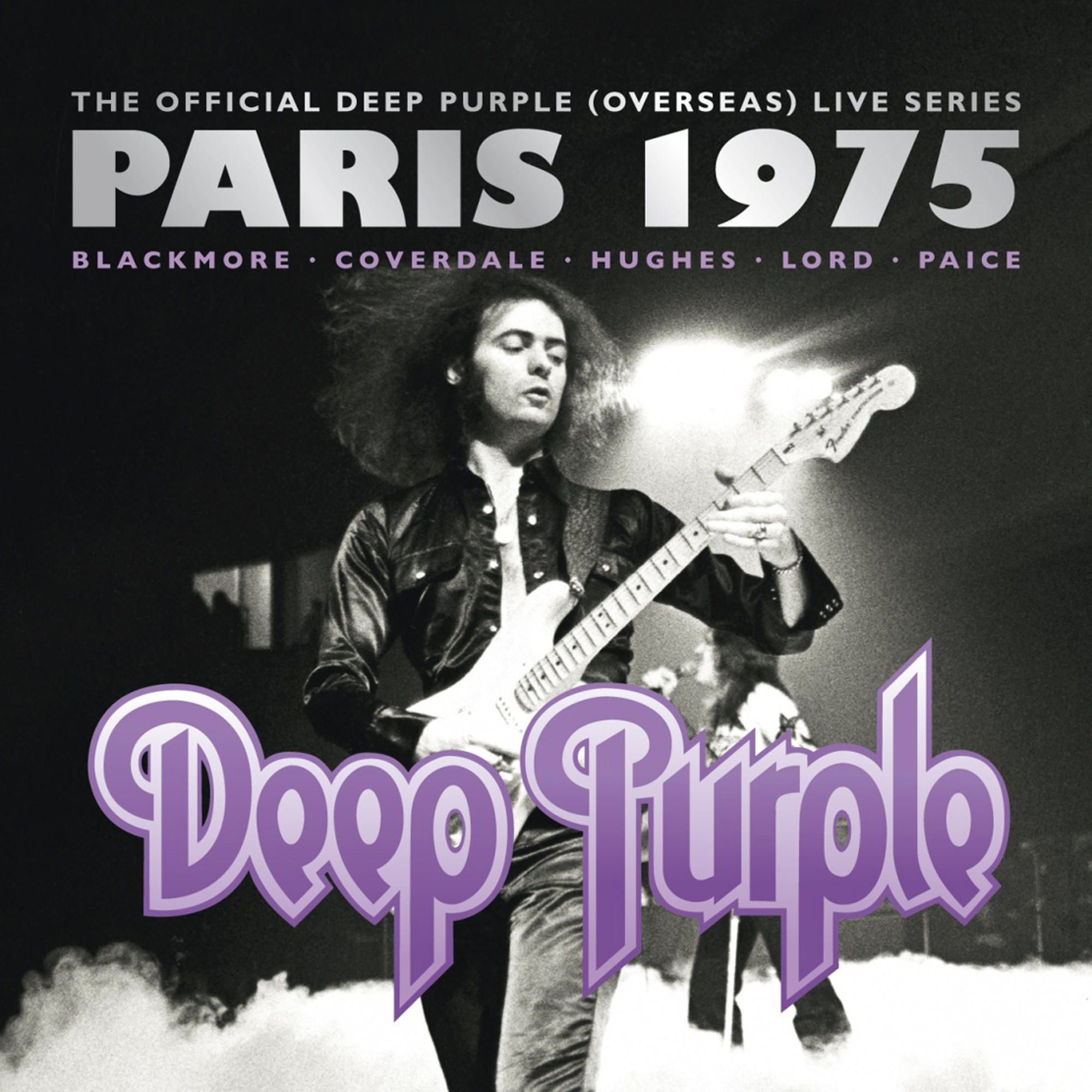 Albumcover mit einem Mann, der Gitarre spielt. Text: Deep Purple Paris 1975.