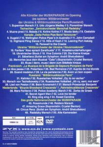Rückseite einer DVD-Hülle mit einer Titelliste einer Musikparade, auf Deutsch.