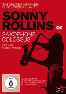 DVD-Cover. Silhouette von Sonny Rollins, der Saxophon spielt, Text: Saxophone Colossus.