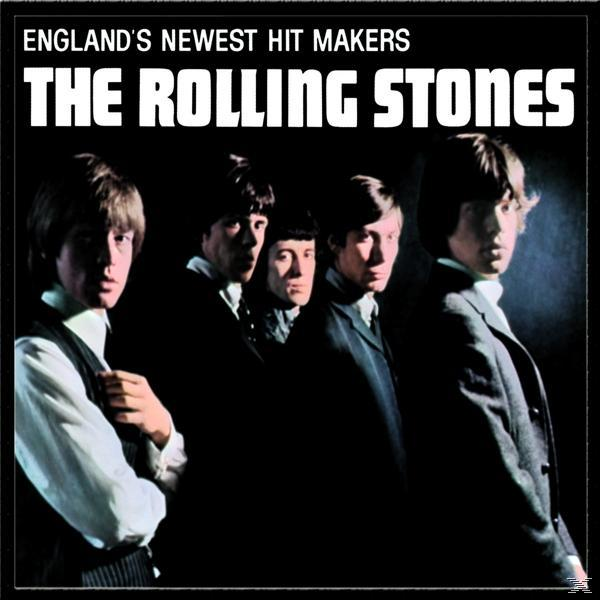 Album borító a The Rolling Stones-szal. Öt férfi öltönyben és nyakkendőben, fekete háttér előtt. Cím felül.