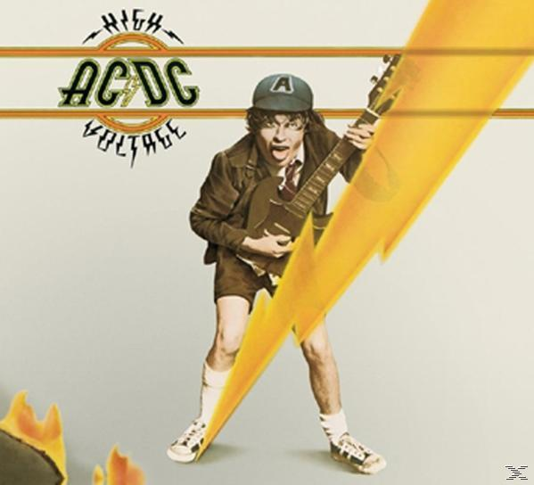 AC/DC album borítója, Angus Young gitározik, sárga villám a háttérben.