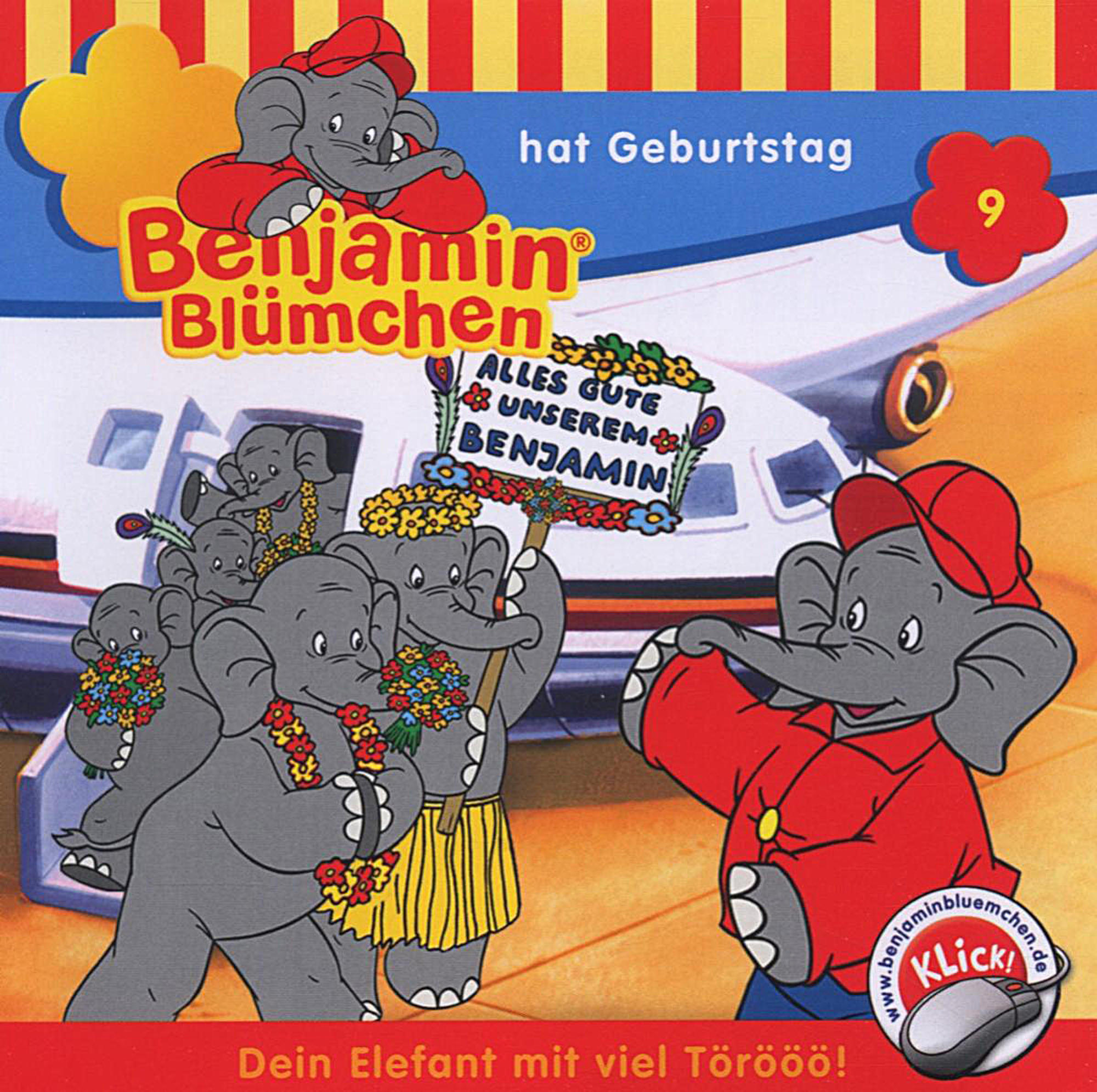 Benjamin Blümchen Cartoon-Cover. Elefanten feiern Geburtstag.