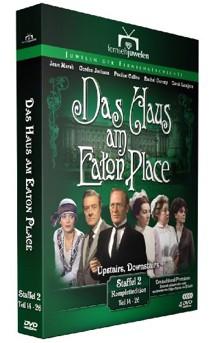 DVD-Cover: 'Das Haus am Eaton Place'. Schauspieler vor einem Herrenhaus mit grünem Hintergrund.