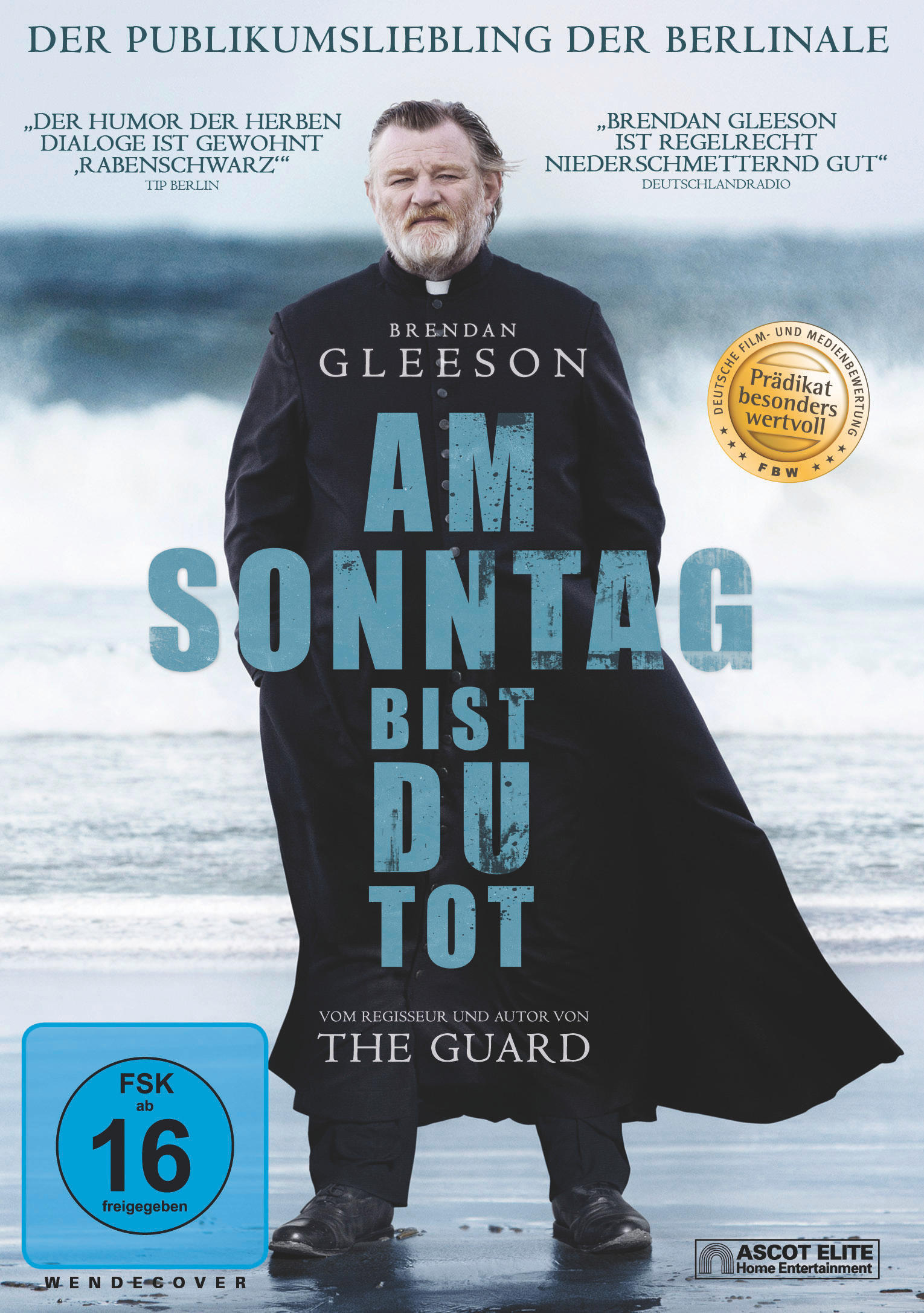 Filmposter: ein Mann mit Priesterkragen, mit Text auf Deutsch.