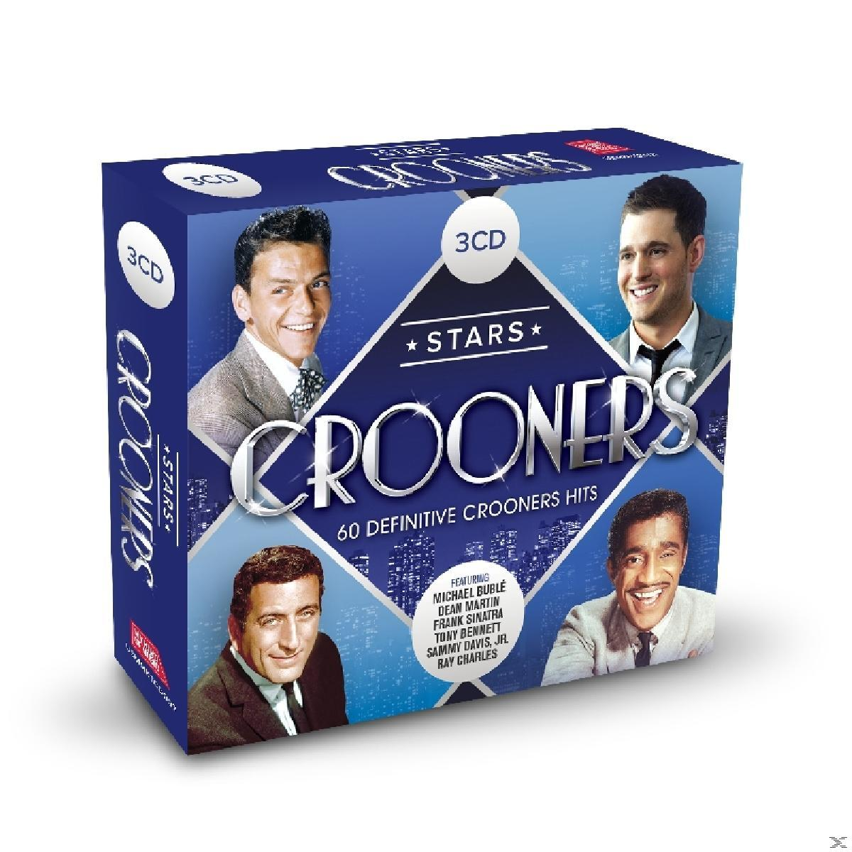 Crooners-Album-Box-Set. Vier Männergesichter auf der Vorderseite. Blauer Hintergrund. Text: Stars Crooners.
