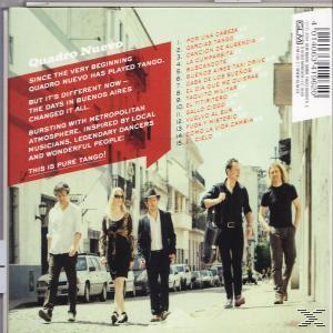Album-Rückseite, Band geht die Straße entlang, Titel: 'Quadro Nuevo'.