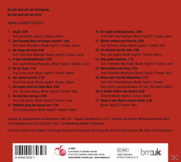 Ingrid Elisabeth Fessler - So Nah Sind Wir Am Untergang...  - (CD)