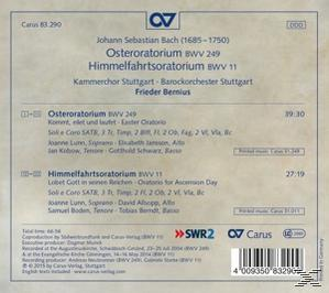 Rückseite einer CD mit Text über Johann Sebastian Bachs Werk.