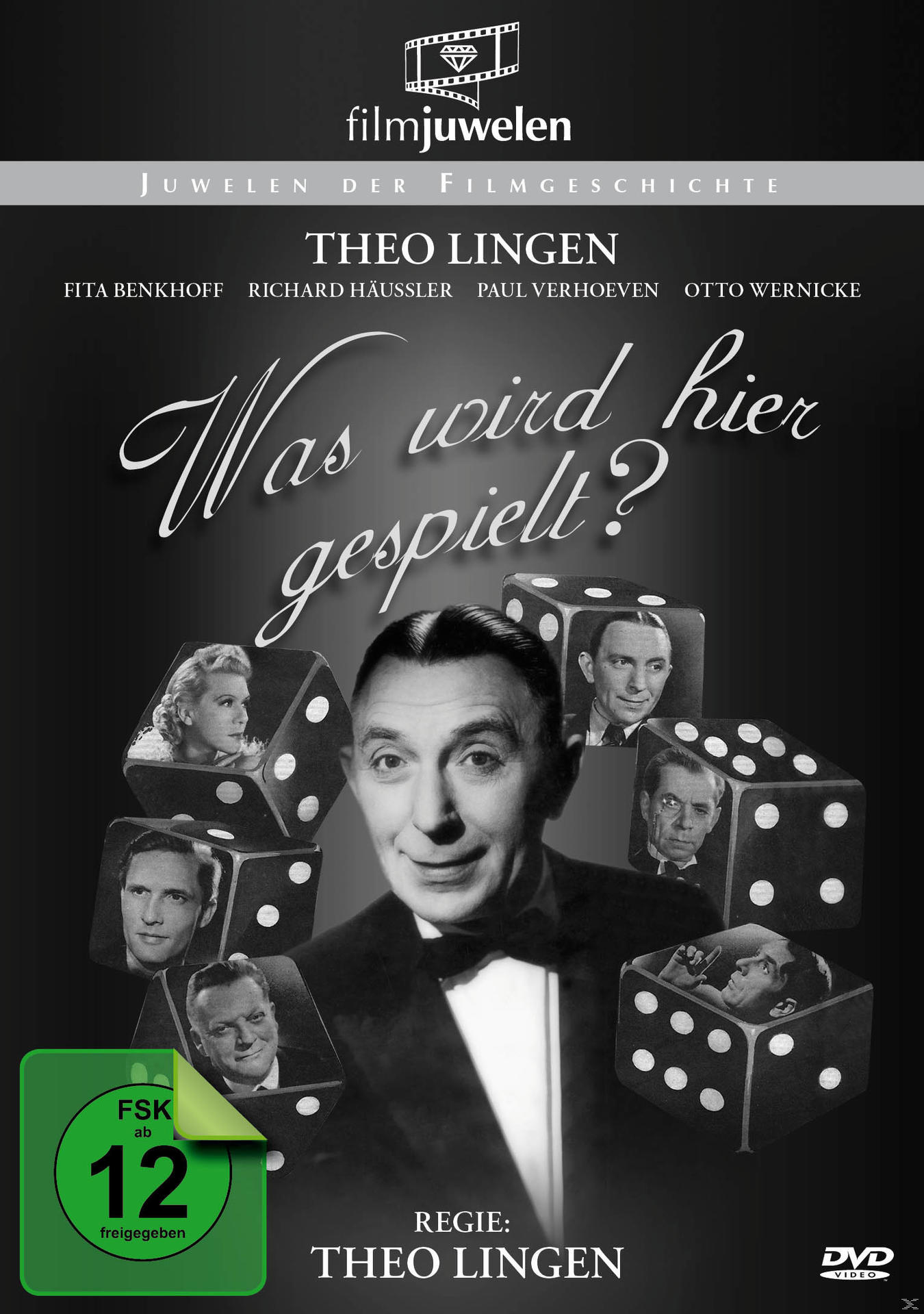 DVD-Cover mit Mann und Würfeln, deutscher Text. Titel: 'Was wird hier gespielt?'