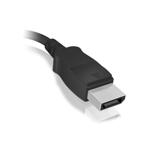Ein HDMI-Kabel mit schwarzem Stecker und weißem Hintergrund.